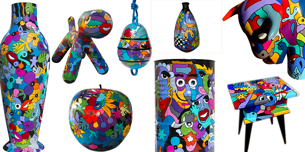 créations artistiques d'objets déco pour déco d'intérieur, objets déco colorés, pièces unique par Sofi artiste peintre dans le 66
