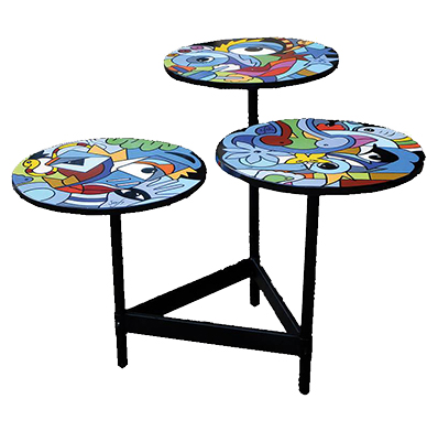 table gigogne 3 plateaux en pièce unique design et originale réalisée par Sofi artiste deisginer