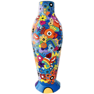 Vase misses flower by kartell revisité par Sofi, artiste peintre dans le 66, artiste peintre dans les pyrénées orientales pour une décoration intérieure unique et originale riche en couleurs