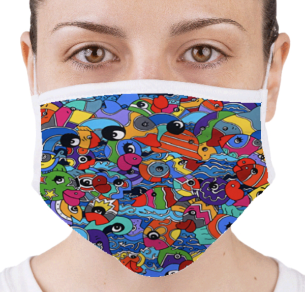 Masque de protection homologué - lavable en tissus - covid 19 - coronavirus par Sofi, artiste designer dans les pyrénées orientales 66