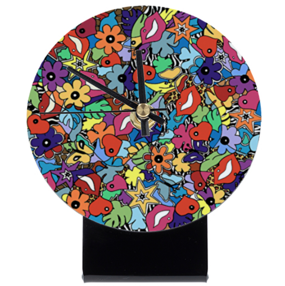 horloge de table, cadeau de noel original et coloré par Sofi, artiste peintre France