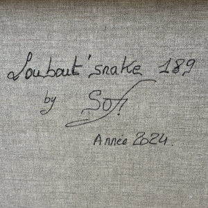 Tableau de la collection limitée Loubout'snake par Sofi, artiste peintre France Pyrénées Orientales 66 en hommage à Louboutin