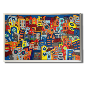 Tableau de la collection COLOR CITY, tableau sur le thème de la ville par Sofi, artiste peintre France Pyrénées Orientales 66