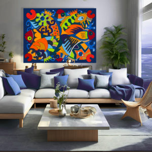 Tableau collection Bord de mer par Sofi, artiste peintre France pour des toiles colorées modernes, toile colorée, tableau coloré moderne et original