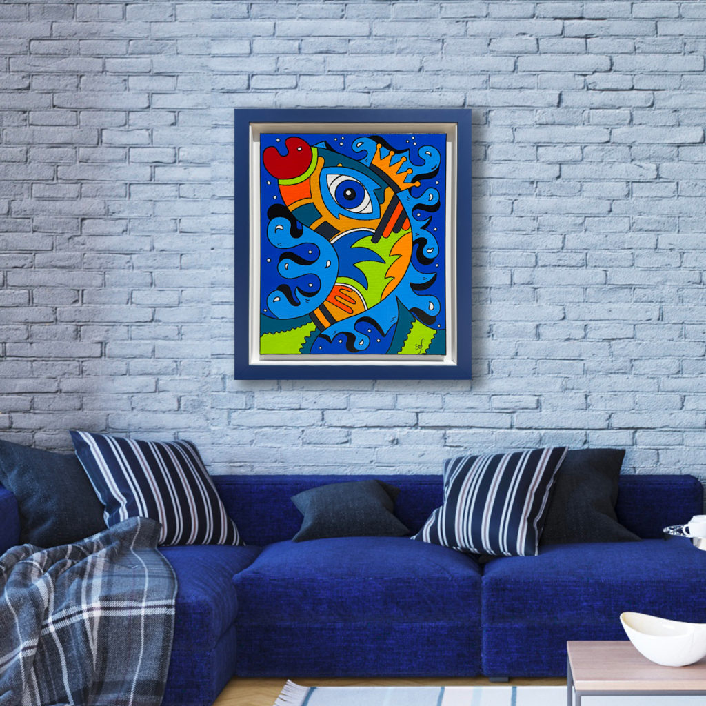 Tableau poisson collection Bord de mer par Sofi, artiste peintre France pour des toiles colorées modernes, toile colorée, tableau coloré moderne et original