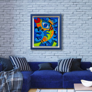 Tableau poisson collection Bord de mer par Sofi, artiste peintre France pour des toiles colorées modernes, toile colorée, tableau coloré moderne et original