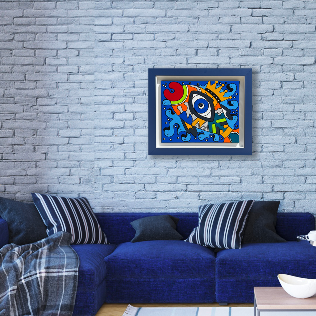Poissons colorés, Tableau collection Bord de mer par Sofi, artiste peintre France pour des toiles colorées modernes, toile colorée, tableau coloré moderne et original