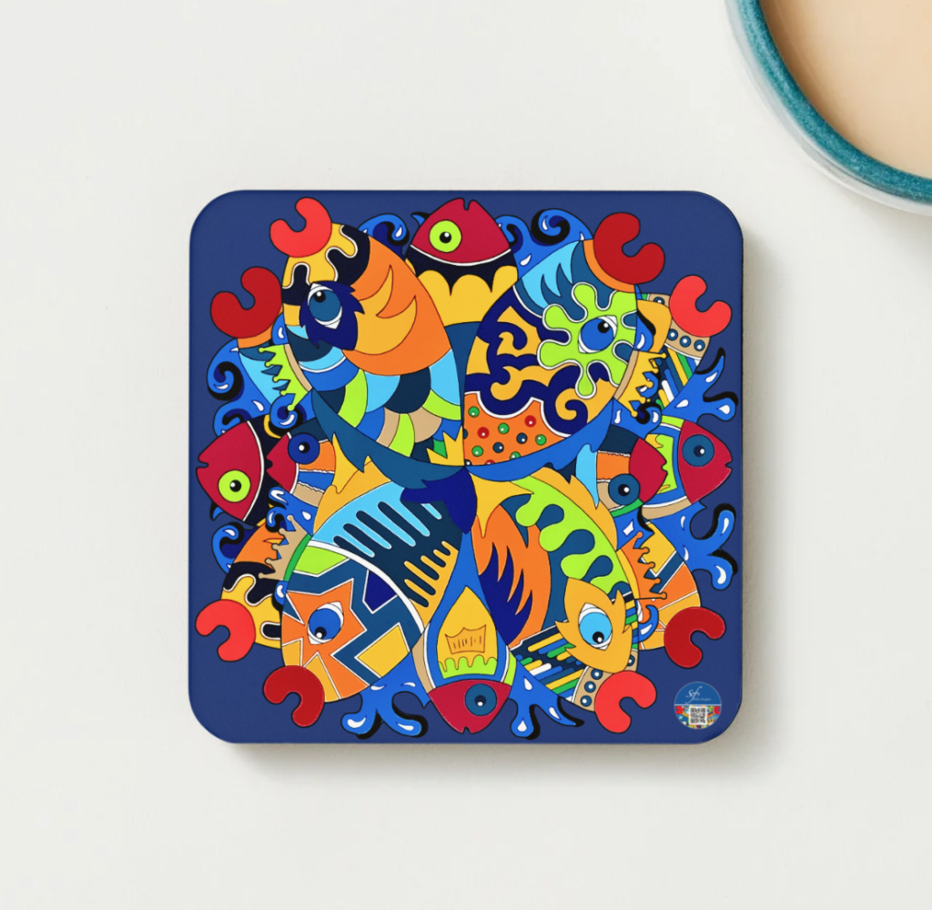 sous verre collection good fish - sous-verres colorés sur le thème des poissons