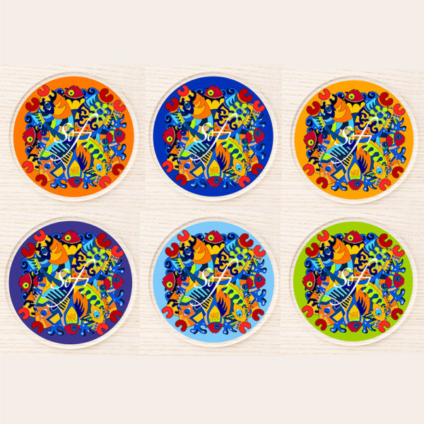 sous verre collection good fish - sous-verres colorés sur le thème des poissons, sous verre mer